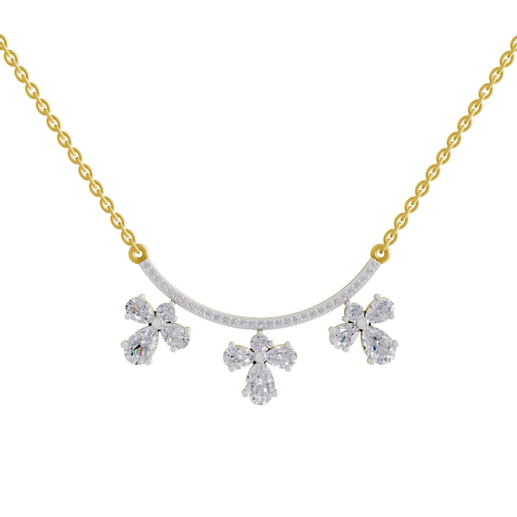 1.91 Carat Pear Floral Drop Diamond Necklace 14K