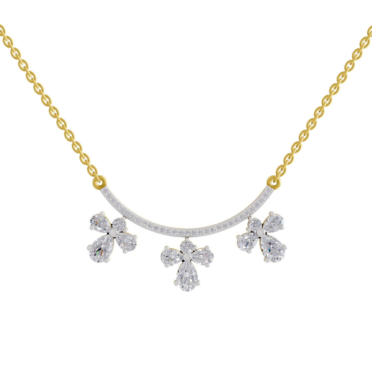 1.91 Carat Pear Floral Drop Diamond Necklace 14K