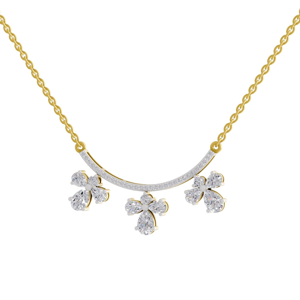 1.91 Carat Pear Floral Drop Diamond Necklace 14K