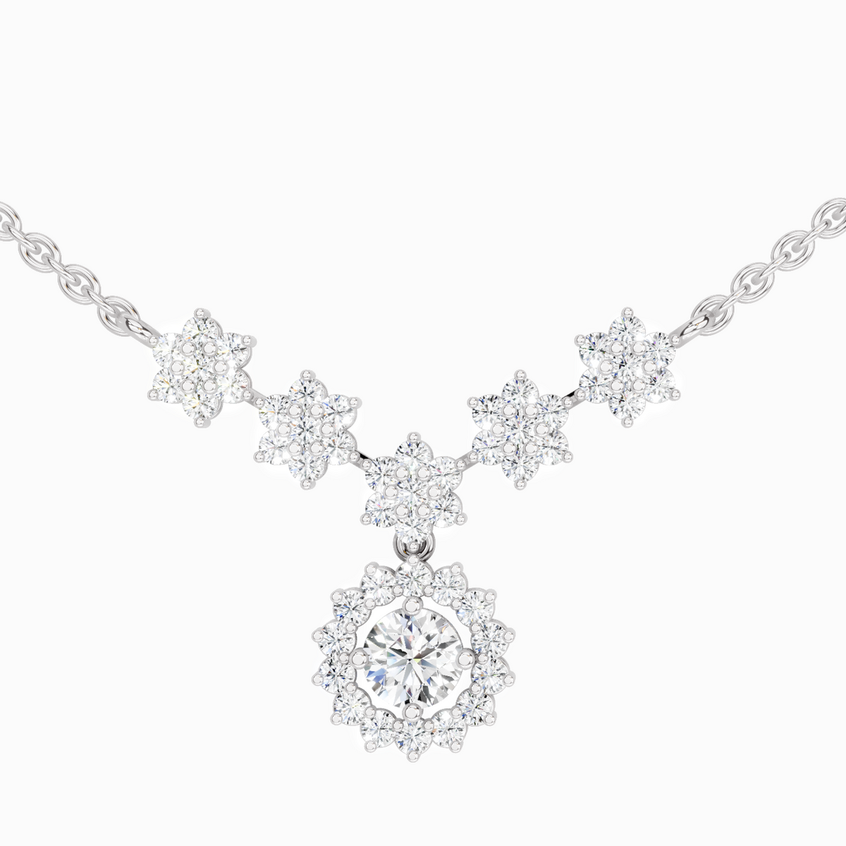 Exquisite Round Floral Diamond Necklace