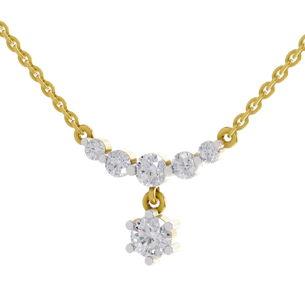 1.13 Carat Graduated Diamond Drop Necklace 14K