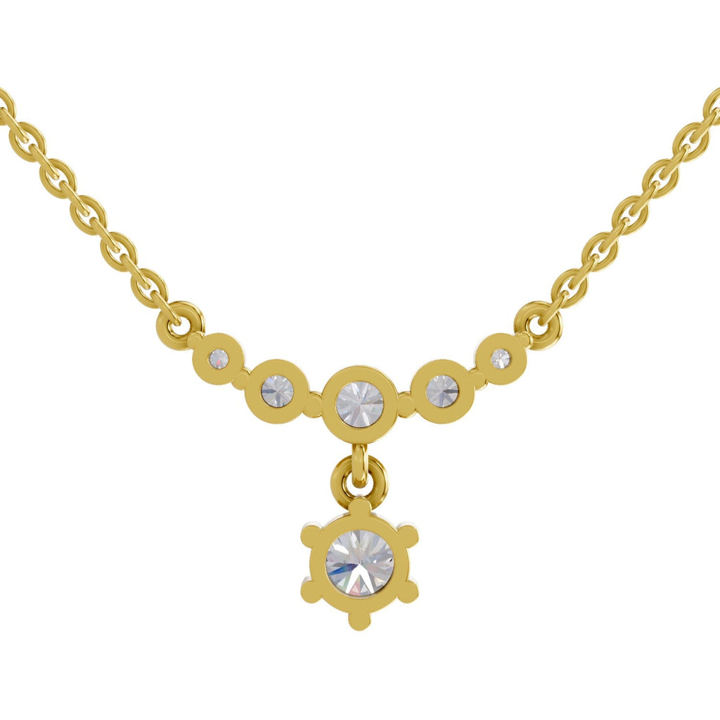 1.13 Carat Graduated Diamond Drop Necklace 14K
