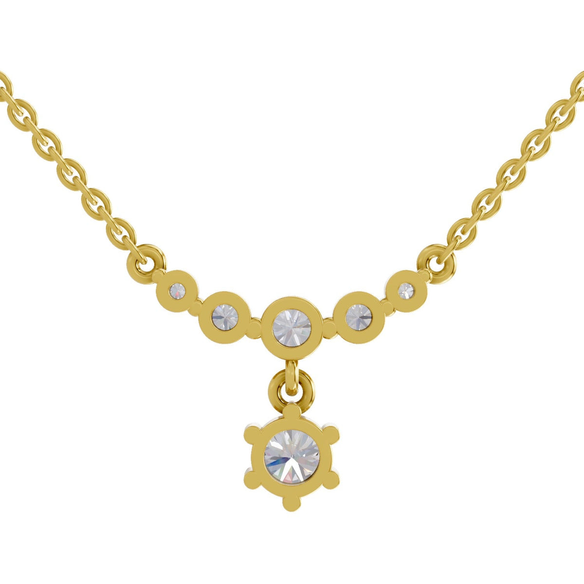 1.13 Carat Graduated Diamond Drop Necklace 14K