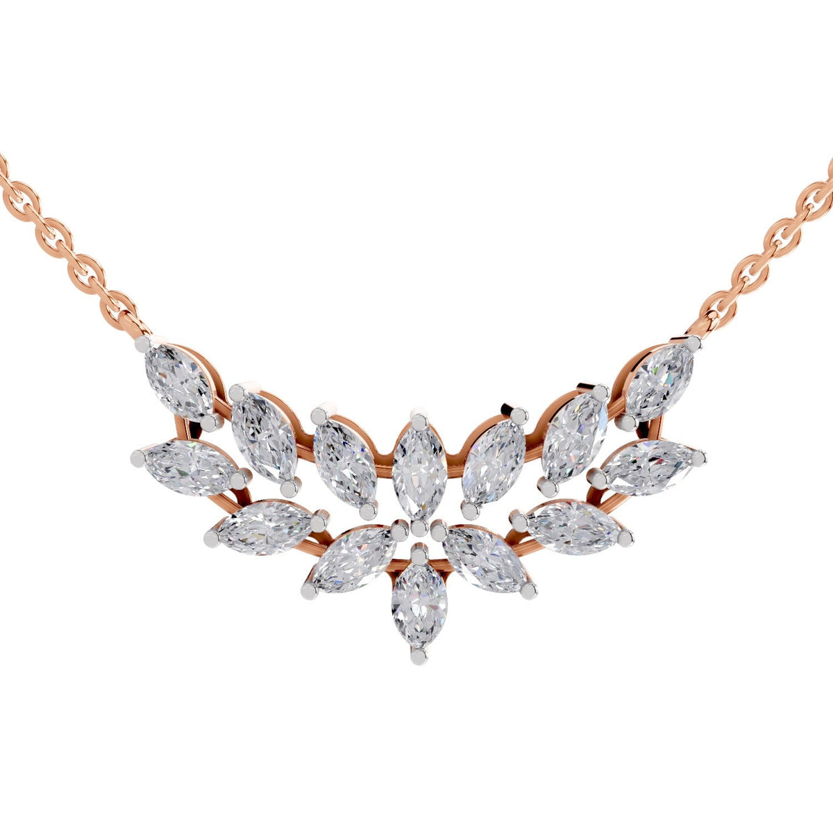 Enchanting Marquise Cluster Diamond Necklace
