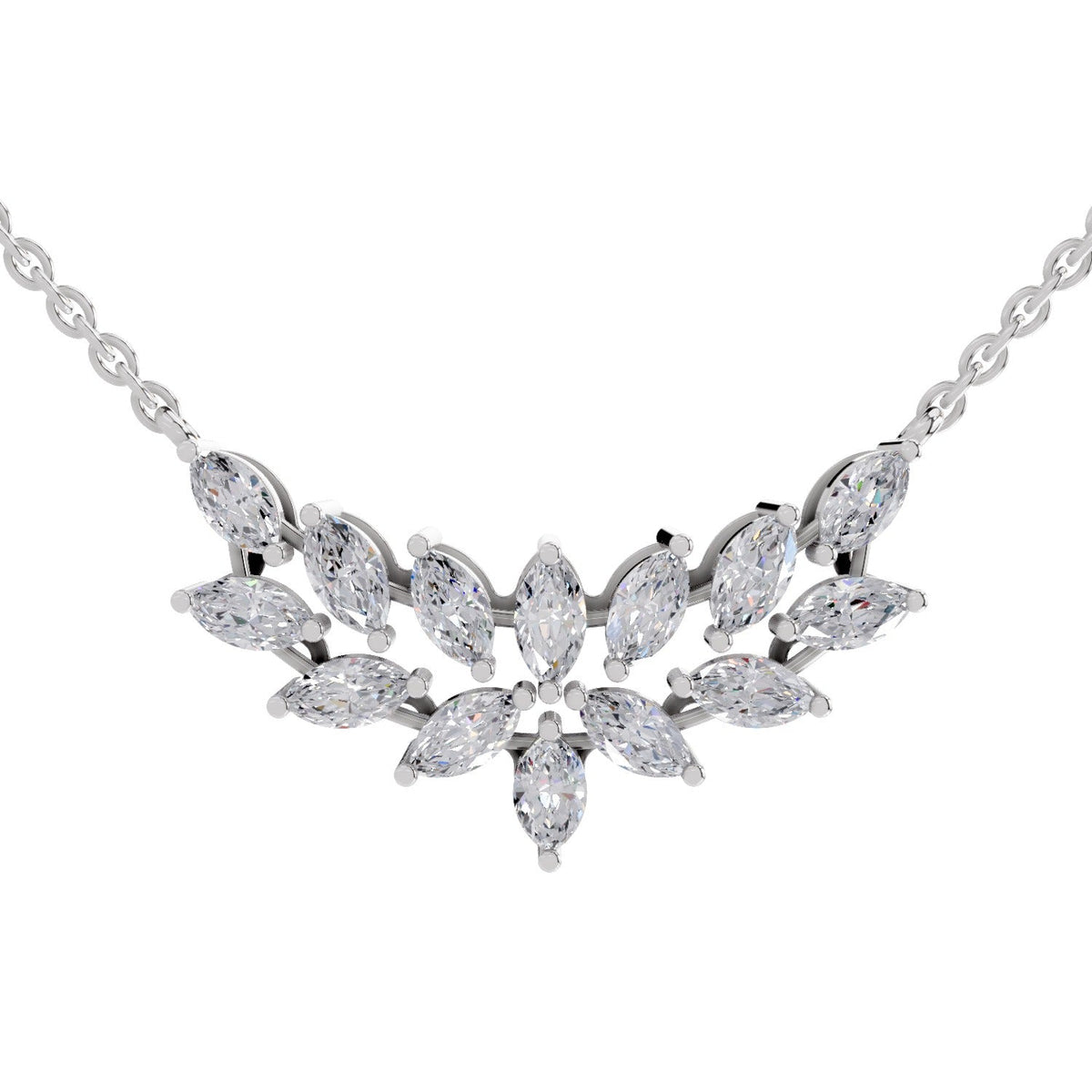 Enchanting Marquise Cluster Diamond Necklace