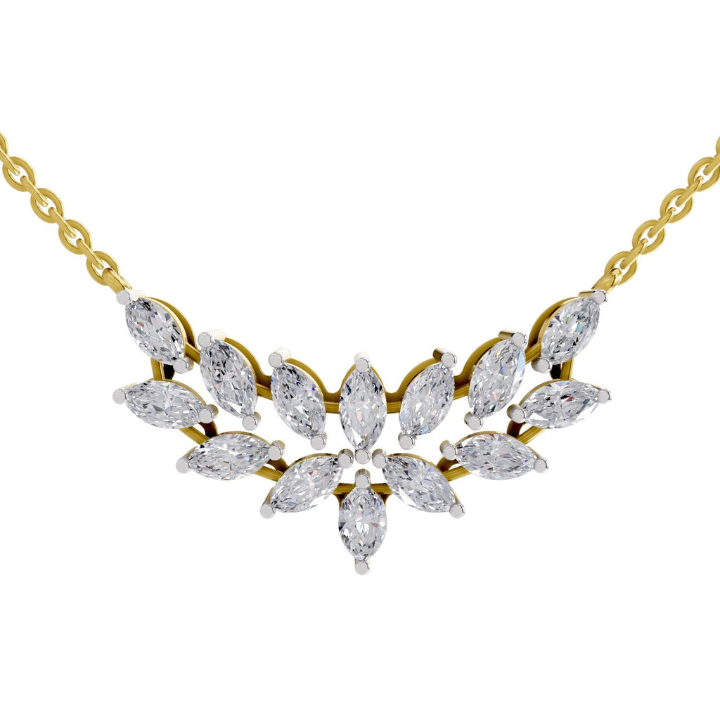 1.82 Carat Marquise Shape Cluster Diamond Necklace 14K