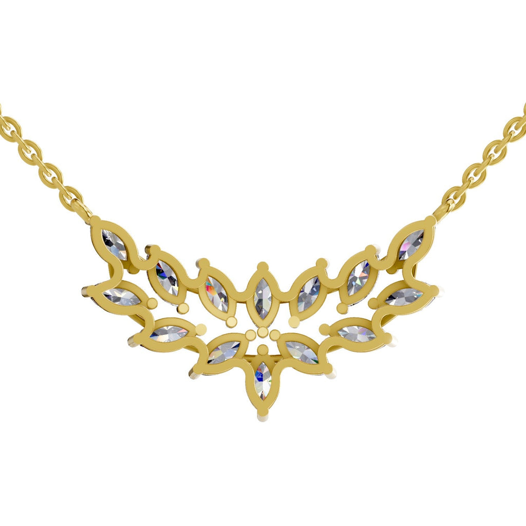 1.82 Carat Marquise Shape Cluster Diamond Necklace 14K