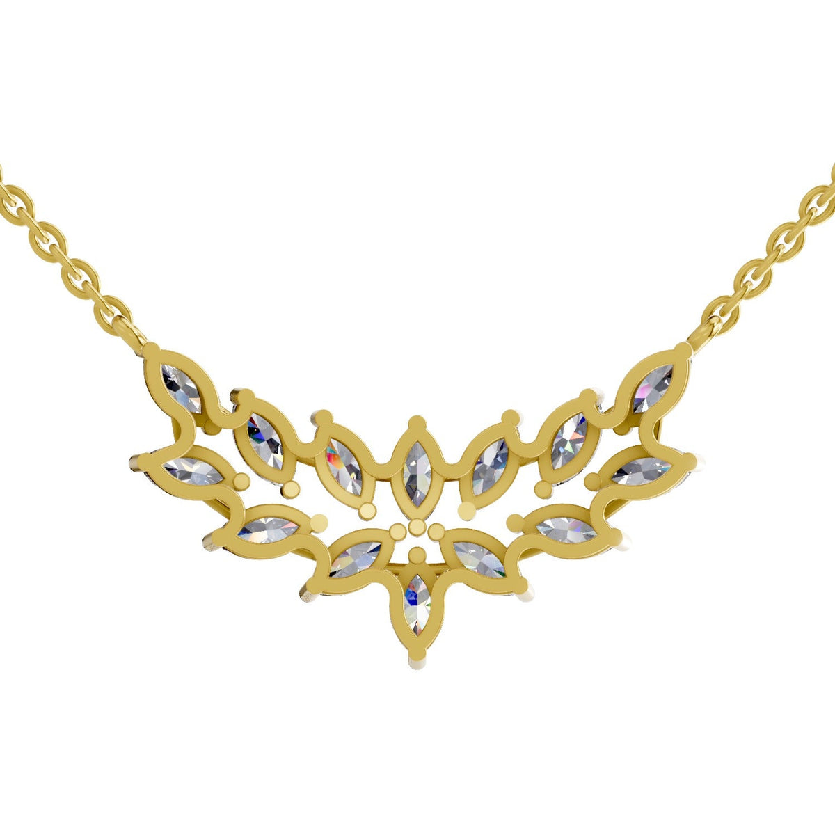 1.82 Carat Marquise Shape Cluster Diamond Necklace 14K