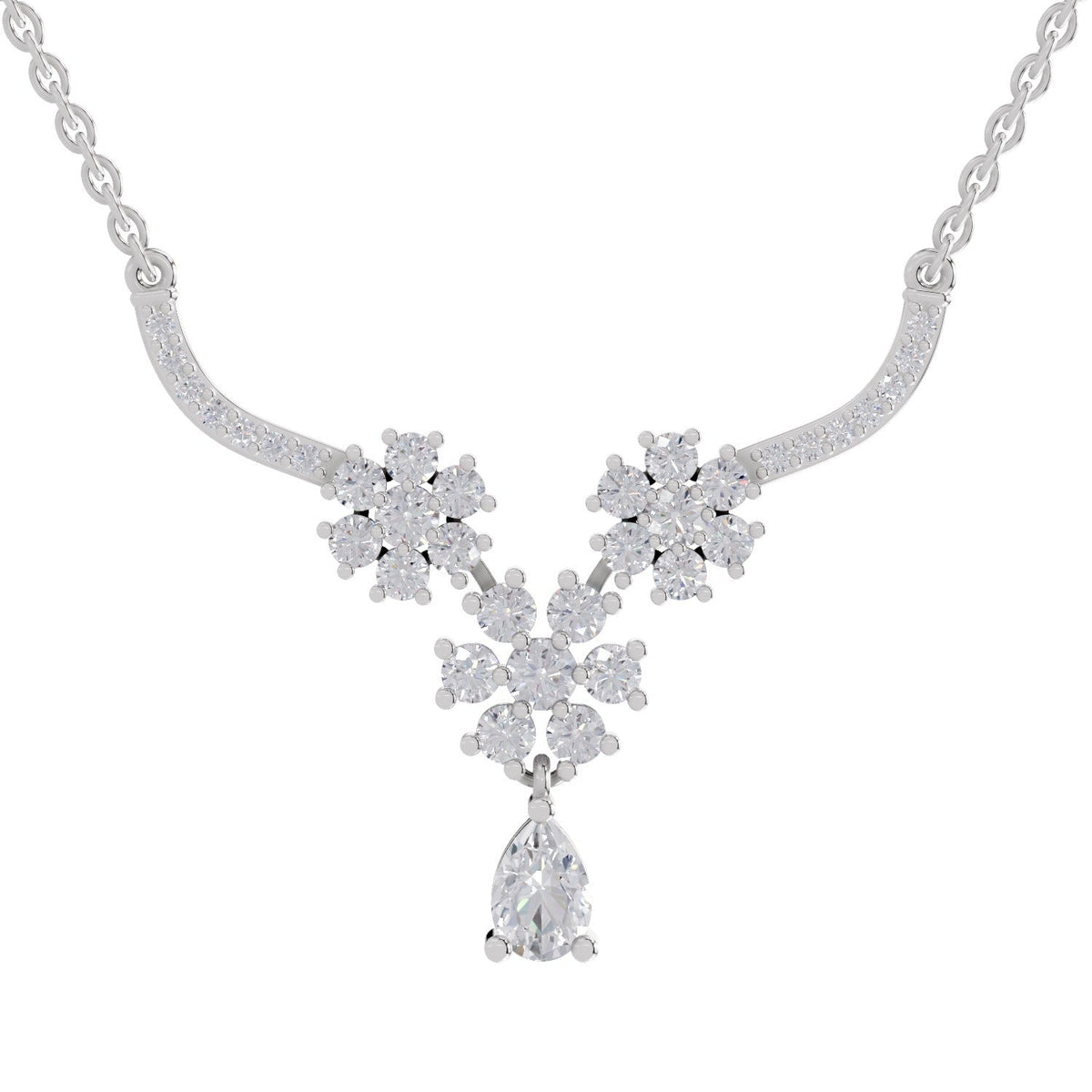 Timeless Floral Cluster Diamond Necklace