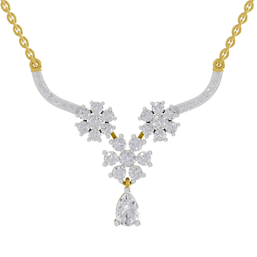 1.69 Carat Floral Cluster Diamond Necklace 14K