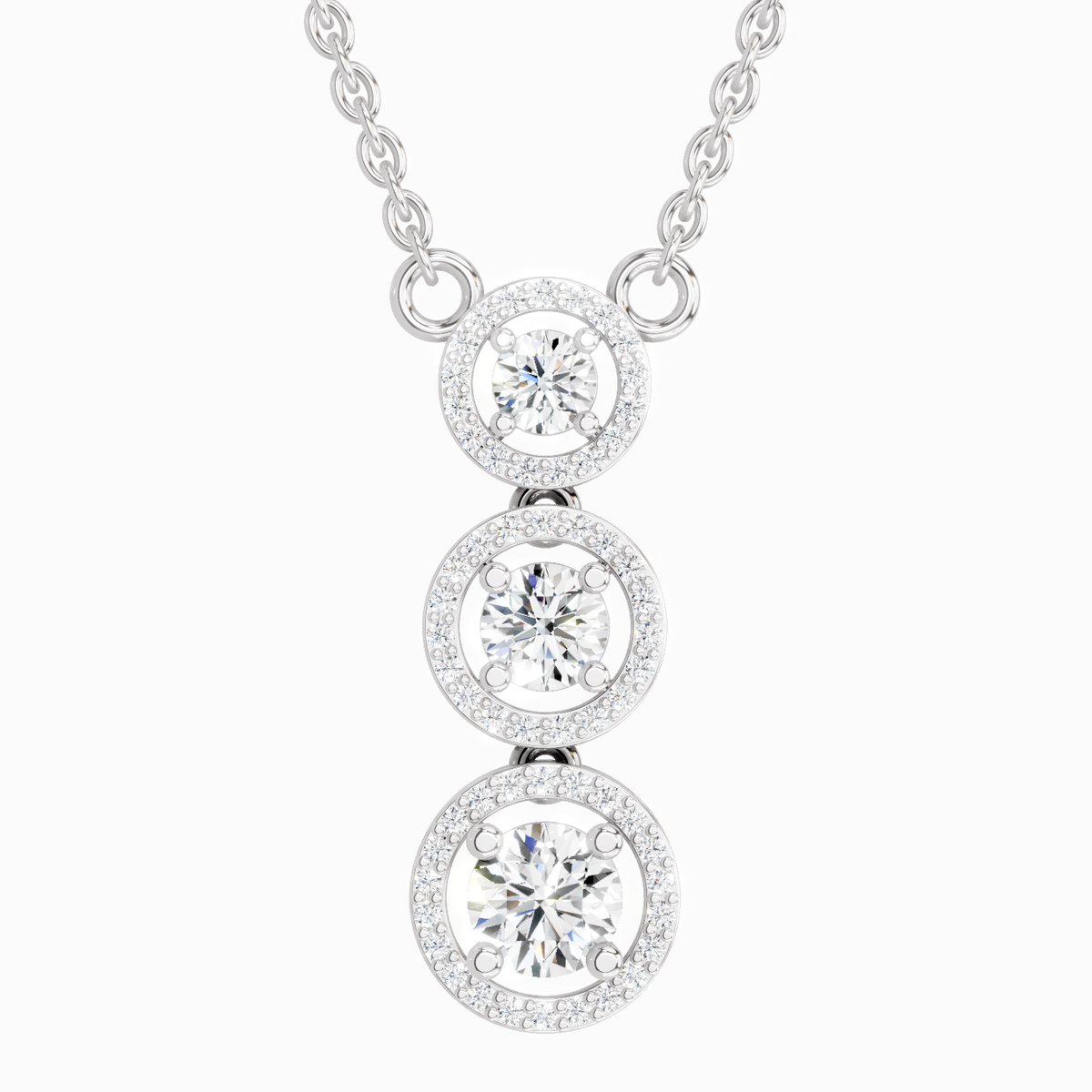 Celestial Round Halo Diamond Necklace