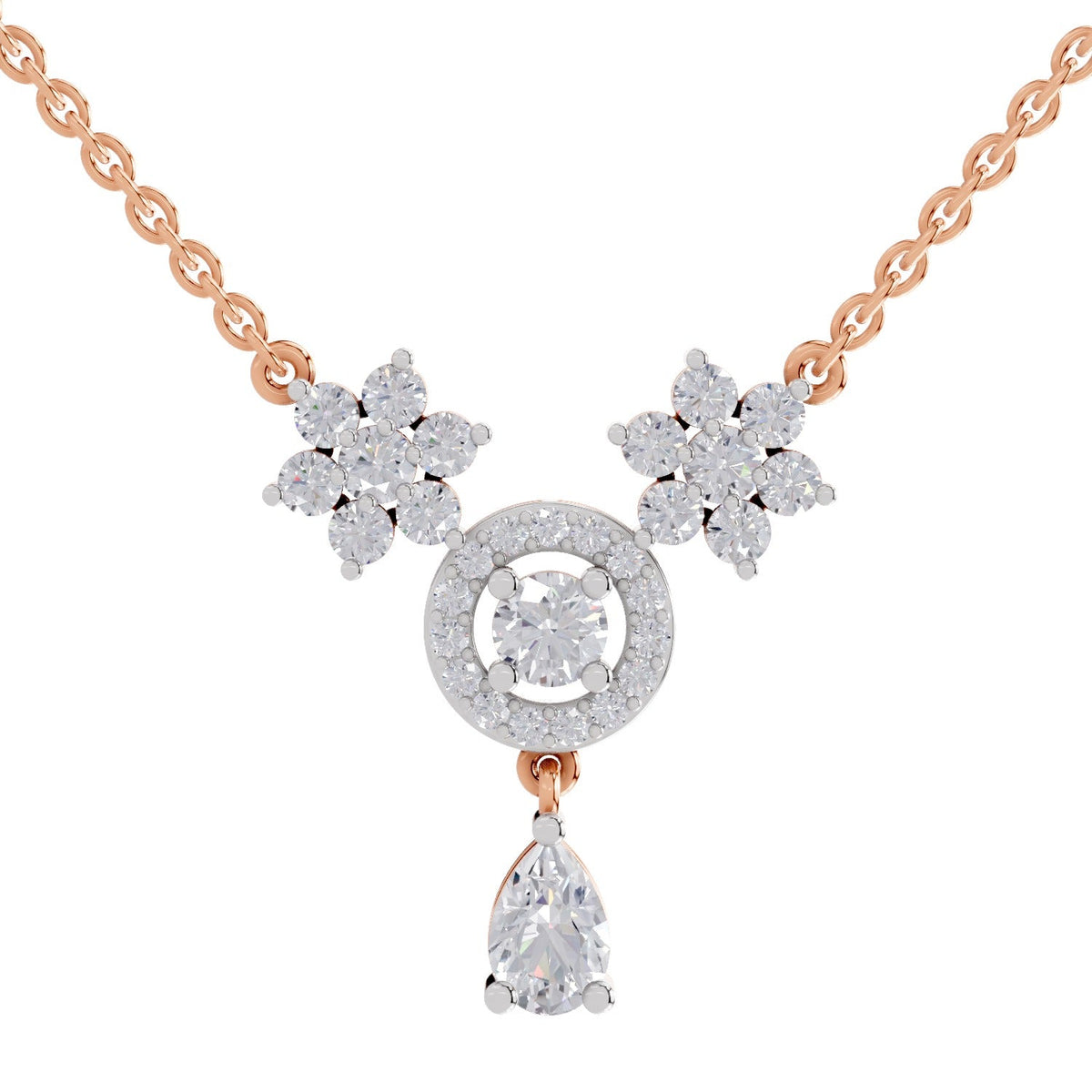 Opulent Pear Floral Diamond Necklace