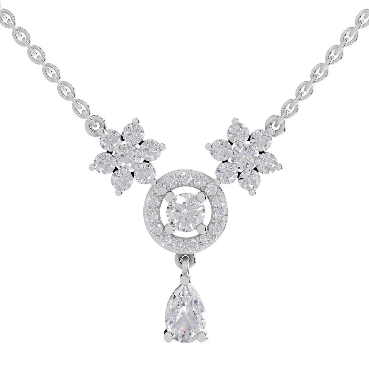Opulent Pear Floral Diamond Necklace