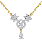 1.48 Carat Pear Floral Cluster Drop Diamond Necklace 14K