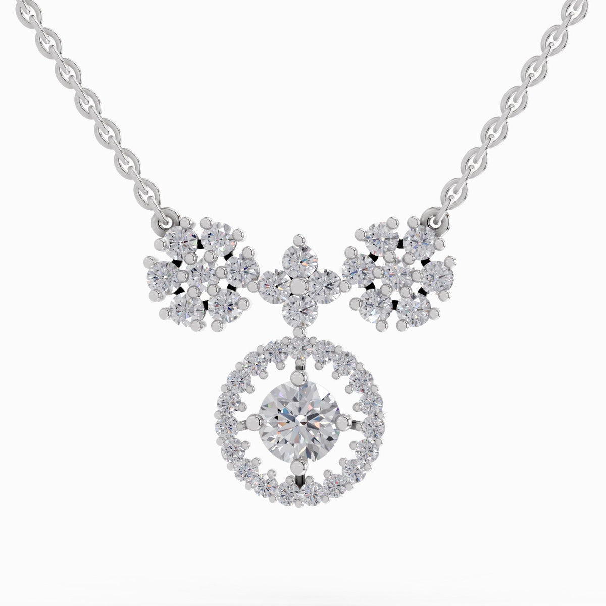 Graceful Cluster Diamond Necklace