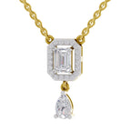1.32 Carat Emerald Shape Halo Drop Diamond Necklace 14K
