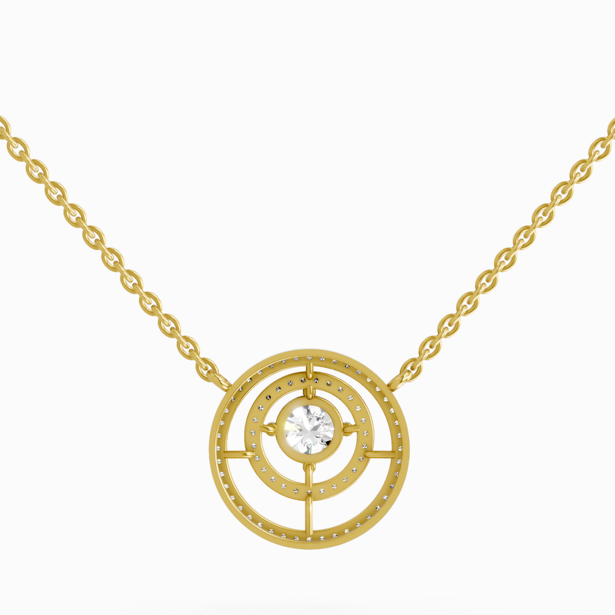 1.05 Carat Fashion Circle Pendant Necklace 14K