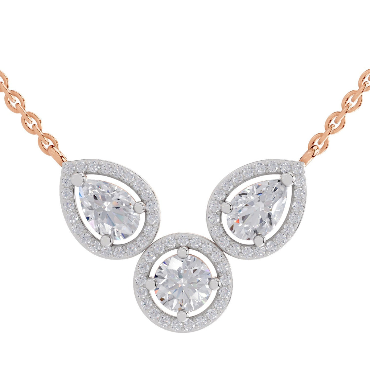 Celestial Pear Halo Diamond Necklace