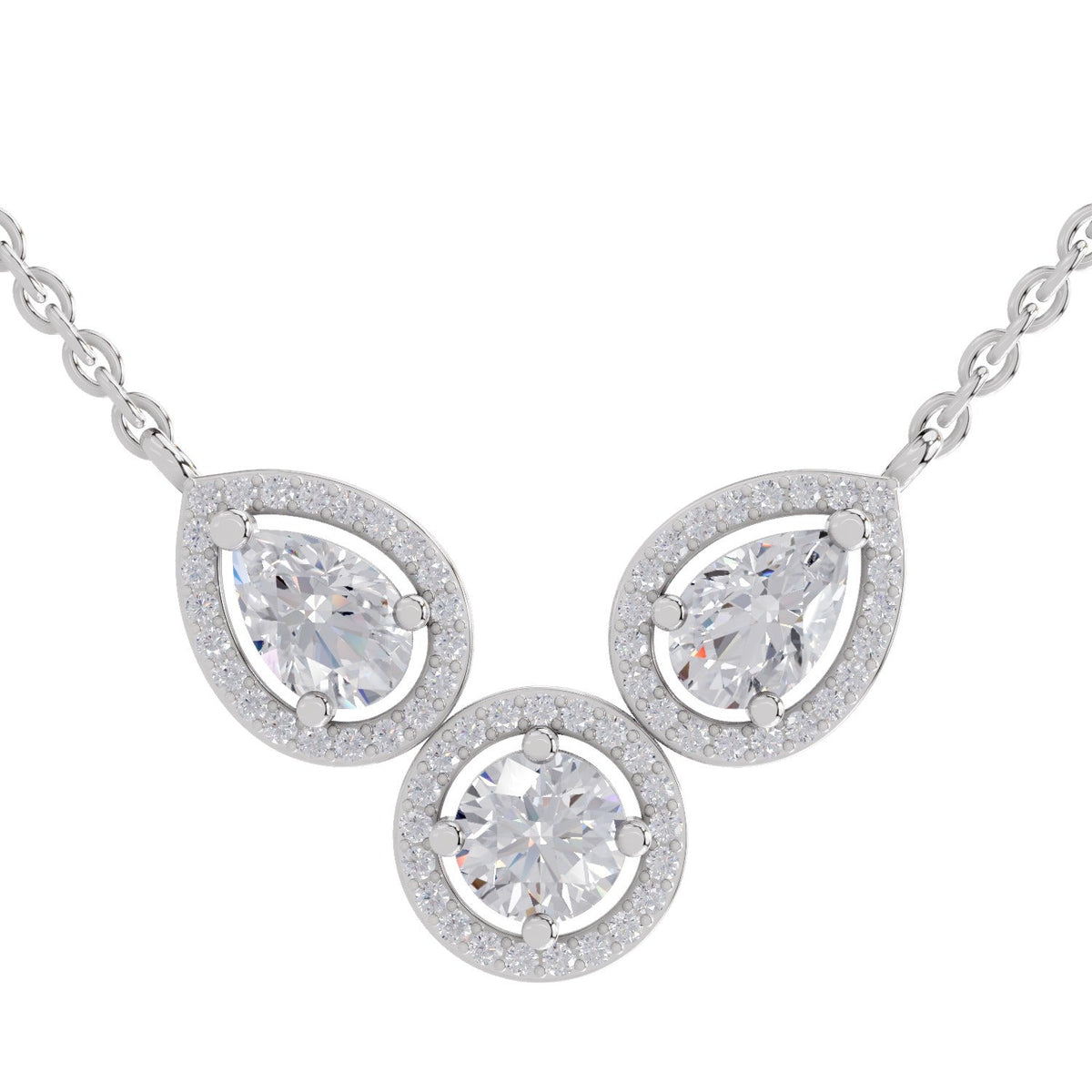 Celestial Pear Halo Diamond Necklace