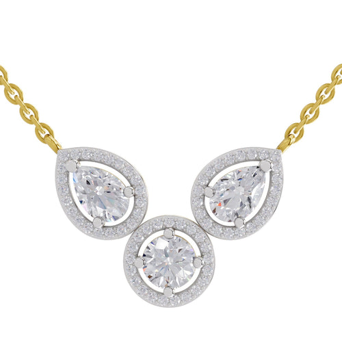 1.83 Carat Pear Halo Diamond Necklace 14K