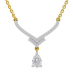 0.99 Carat Pear V-Shape Diamond Necklace with Drop 14K