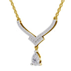 0.99 Carat Pear V-Shape Diamond Necklace with Drop 14K