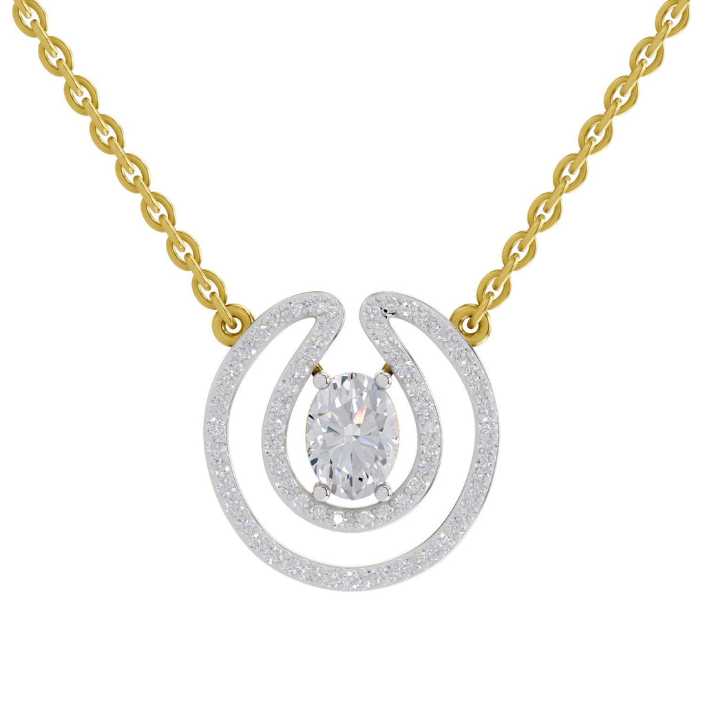 1.03 Carat Oval Halo Diamond Necklace 14K