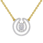 1.03 Carat Oval Halo Diamond Necklace 14K