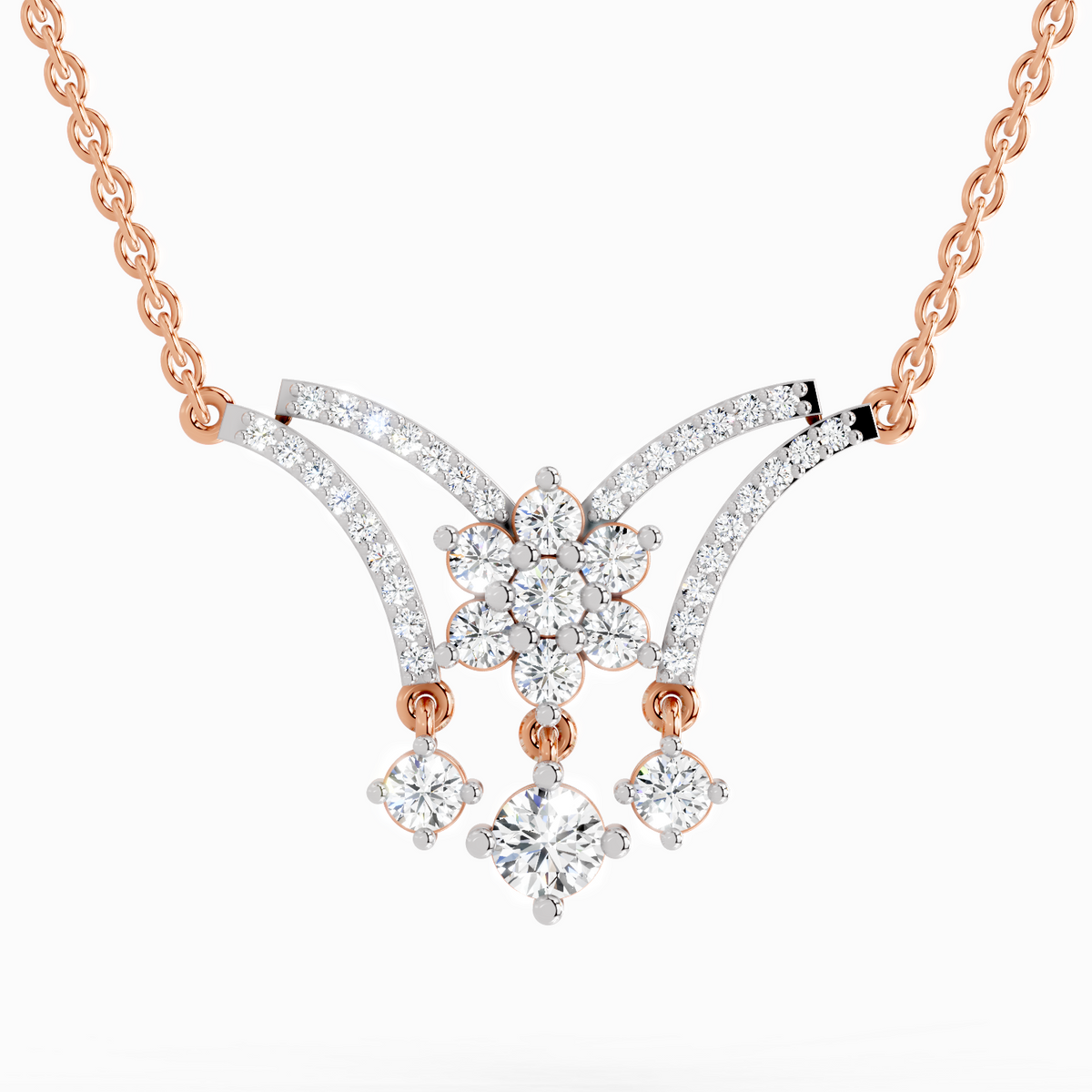 Glistening Round Butterfly Diamond Necklace