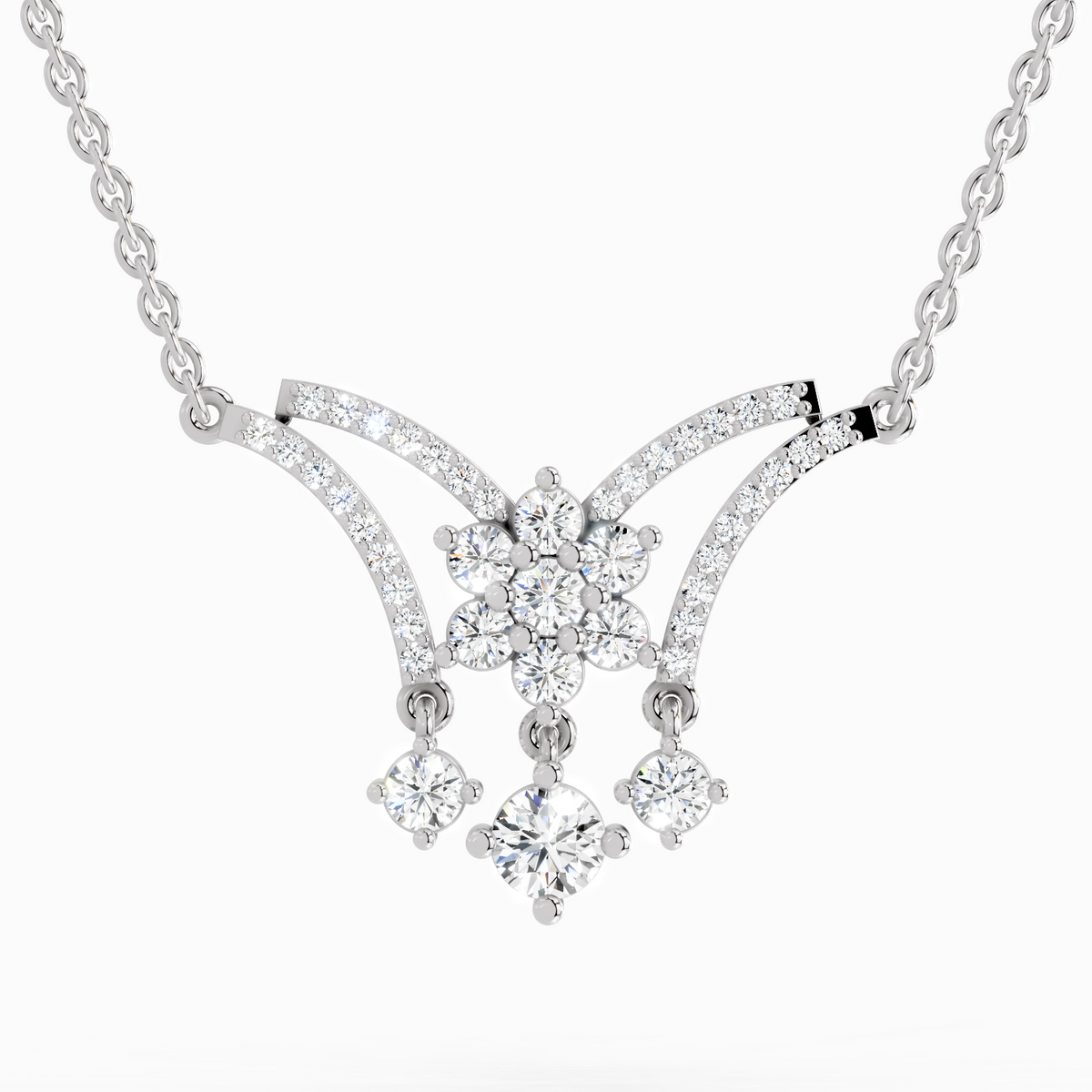 Glistening Round Butterfly Diamond Necklace