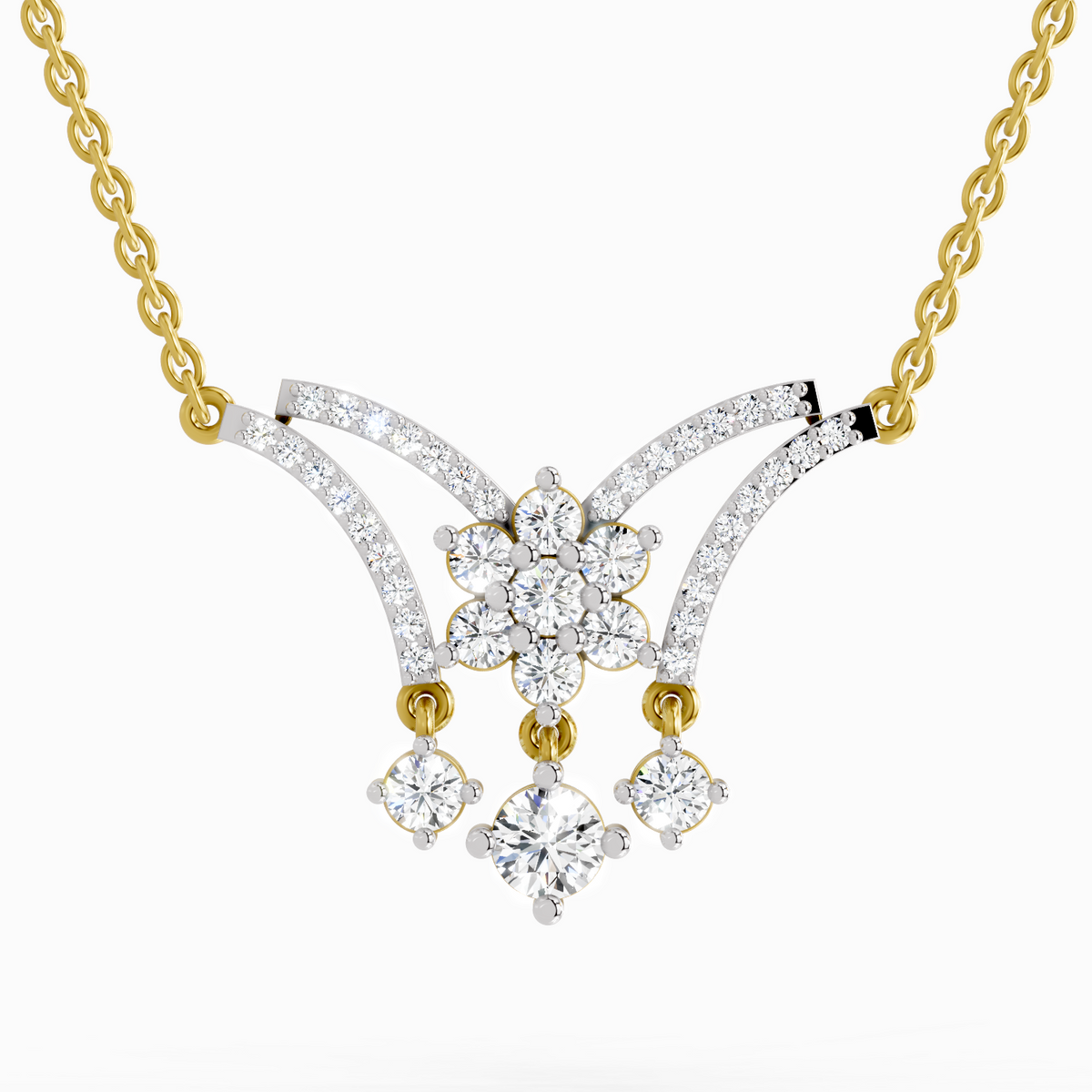 1.35 Carat Round Butterfly Pendant Necklace 14K