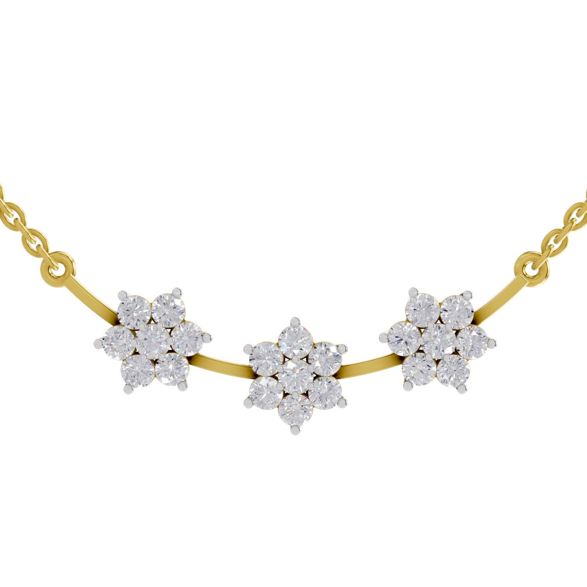 0.92 Carat Floral Diamond Necklace 14K