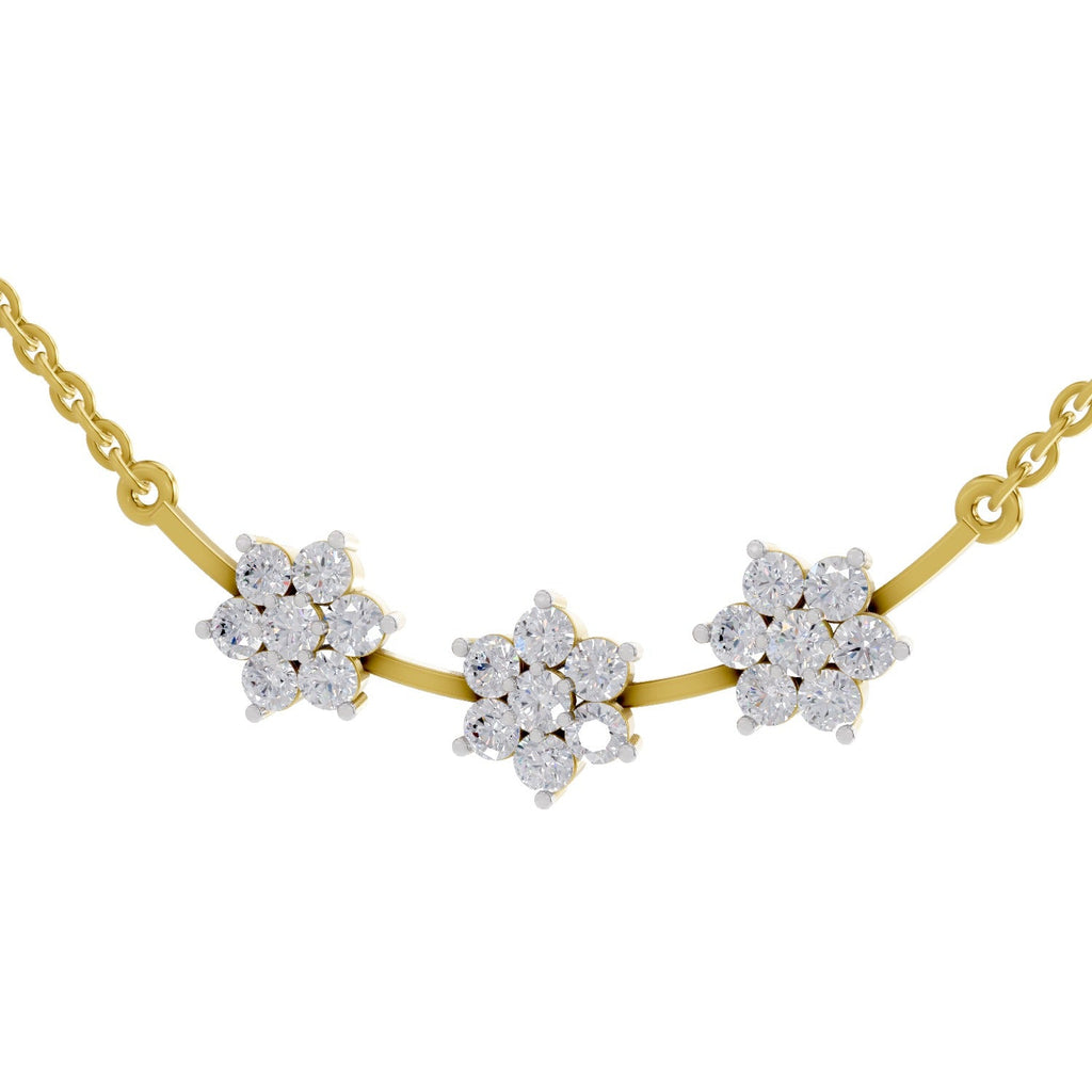 0.92 Carat Floral Diamond Necklace 14K