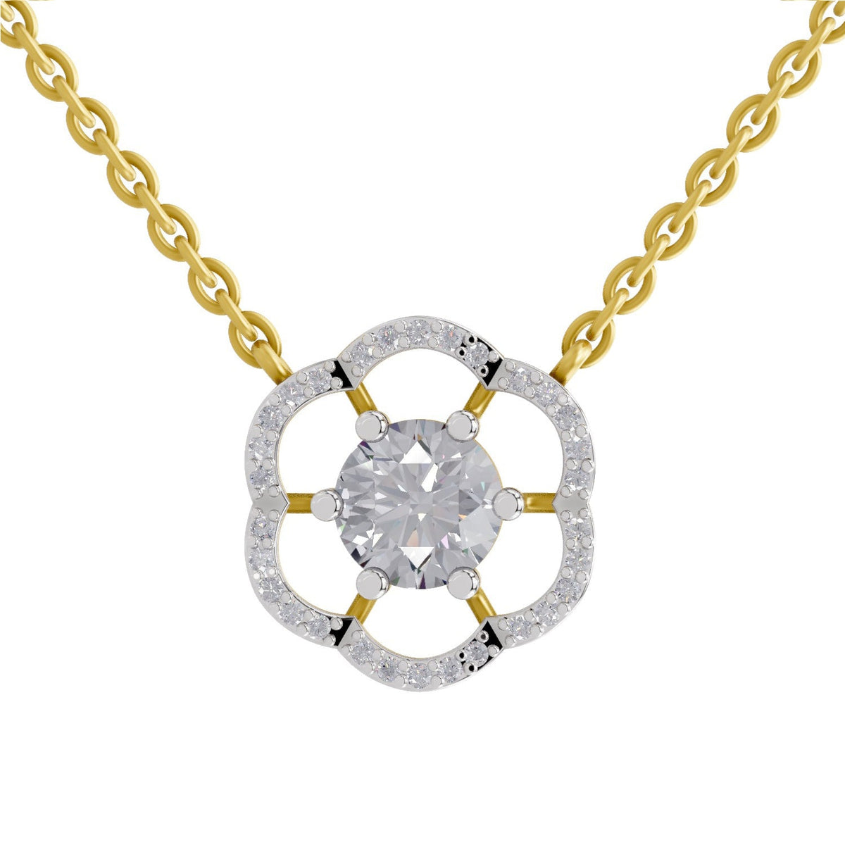 1.15 Carat Round Floral Necklace 14K - Rose Gold