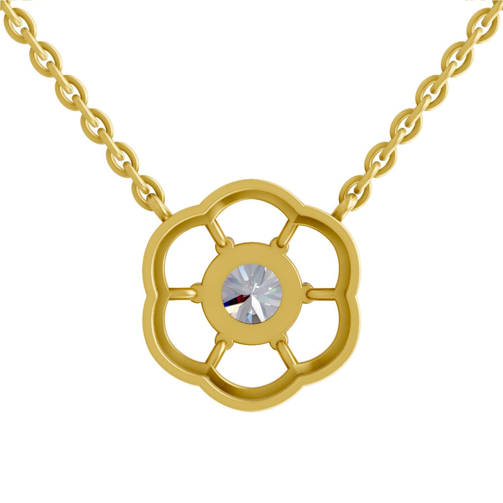 1.15 Carat Round Floral Necklace 14K - Rose Gold