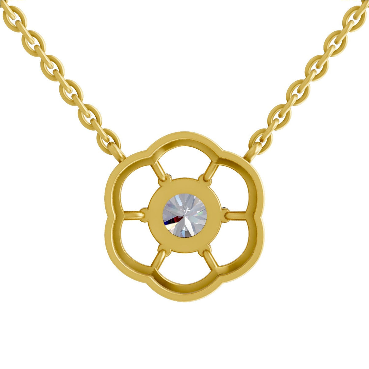 1.15 Carat Round Floral Necklace 14K - Rose Gold