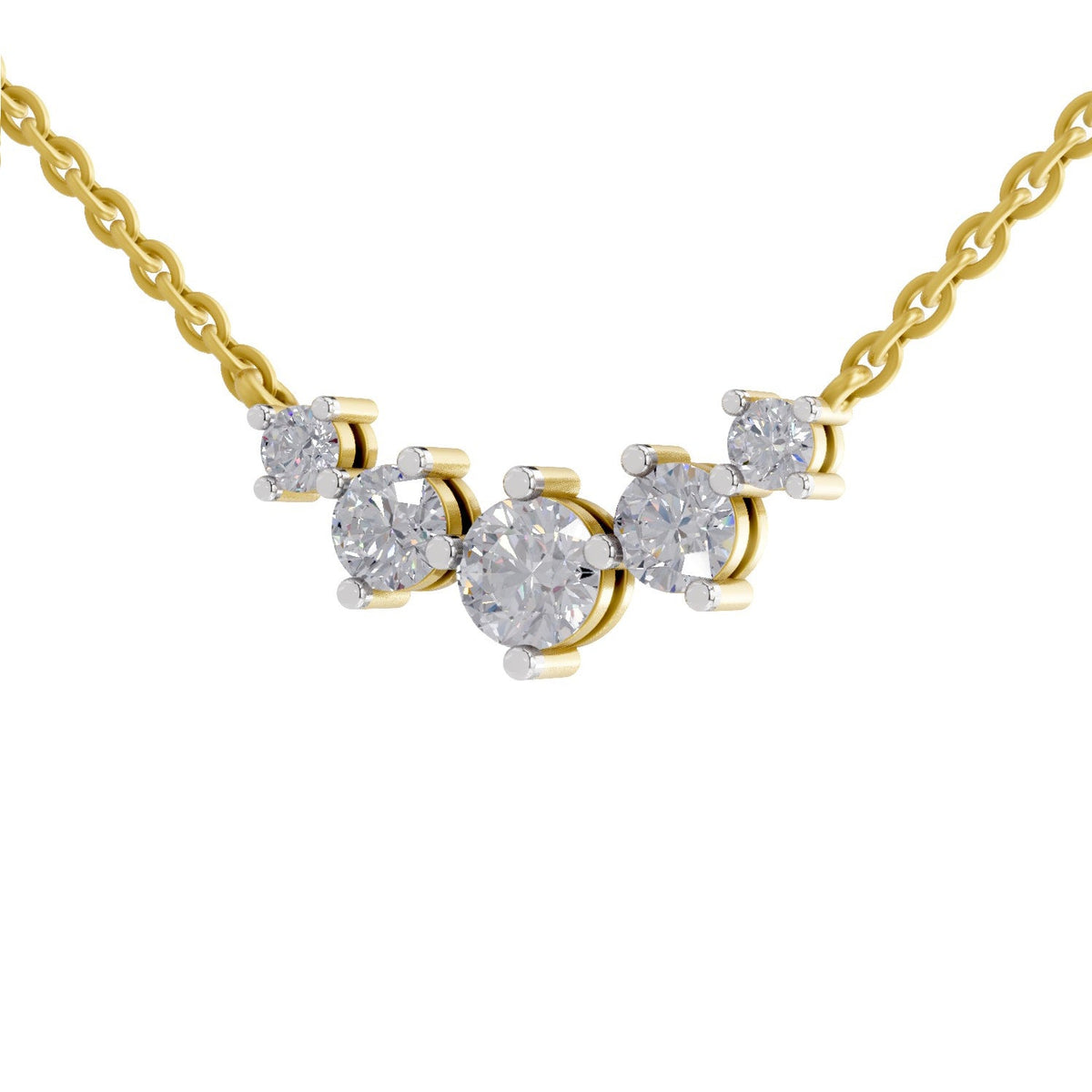 1.31 Carat Round 5 Stone Necklace 14K - Rose Gold