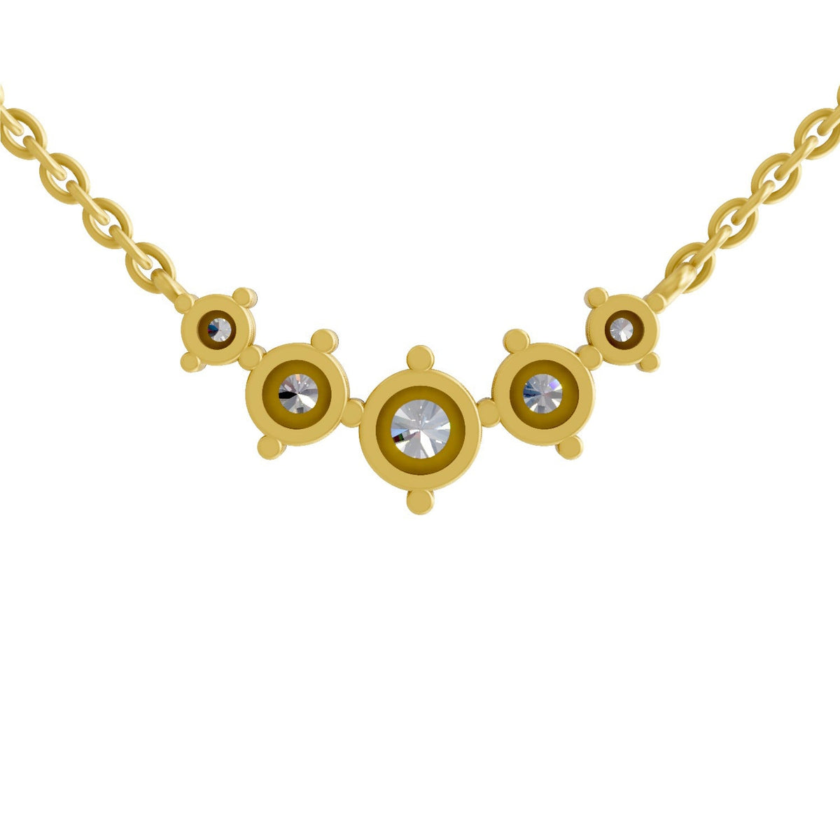 1.31 Carat Round 5 Stone Necklace 14K - Rose Gold