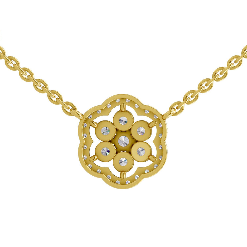 0.98 Carat Round Floral Necklace 14K - Rose Gold