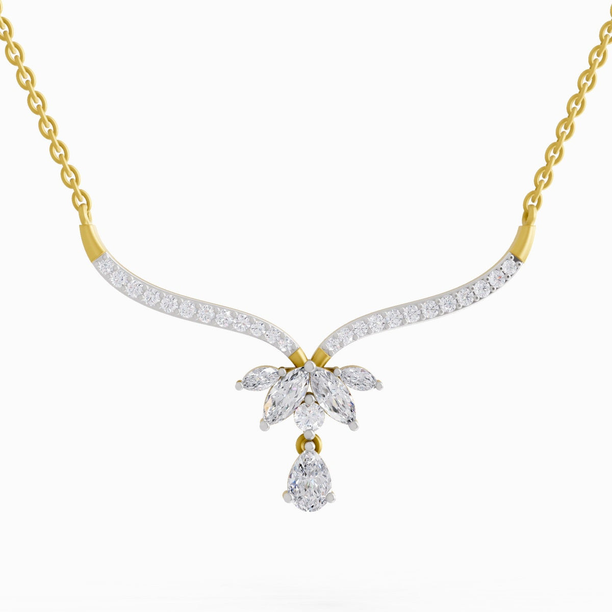 1.42 Carat Lotus Bloom Mangalsutra Pendant Necklace 14K