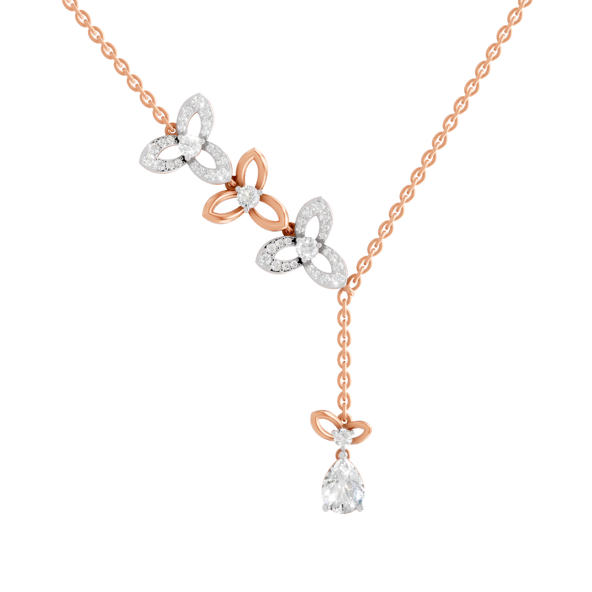 Exquisite Pear Floral Diamond Necklace