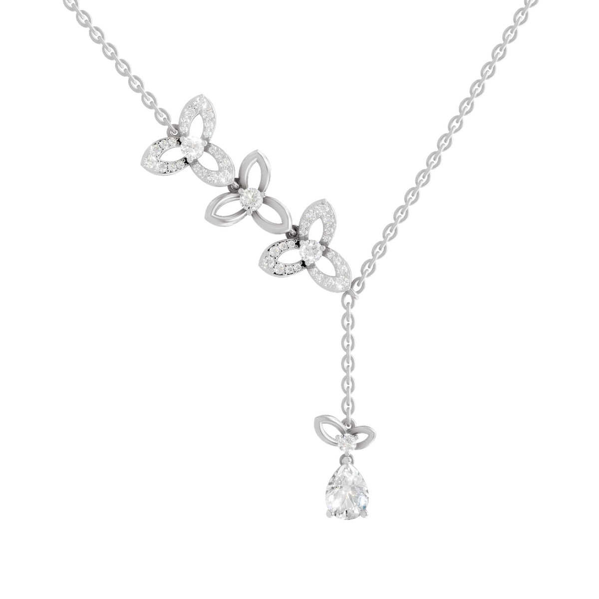 Exquisite Pear Floral Diamond Necklace