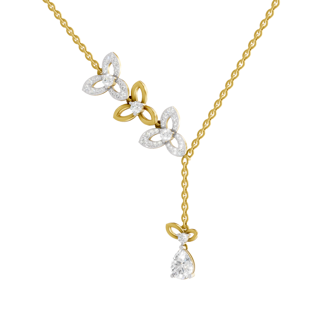 1.22 Carat Pear Diamond Floral Necklace 14K