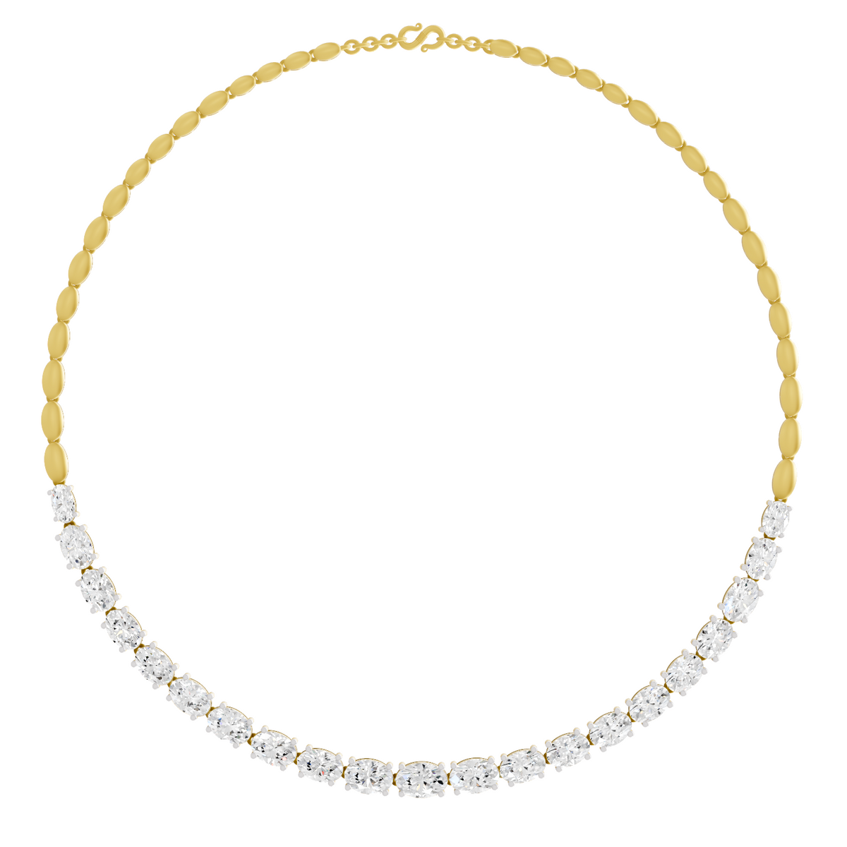 Lab Grown Diamond 19.46 Carat Oval Shape Diamond Necklace 14KY