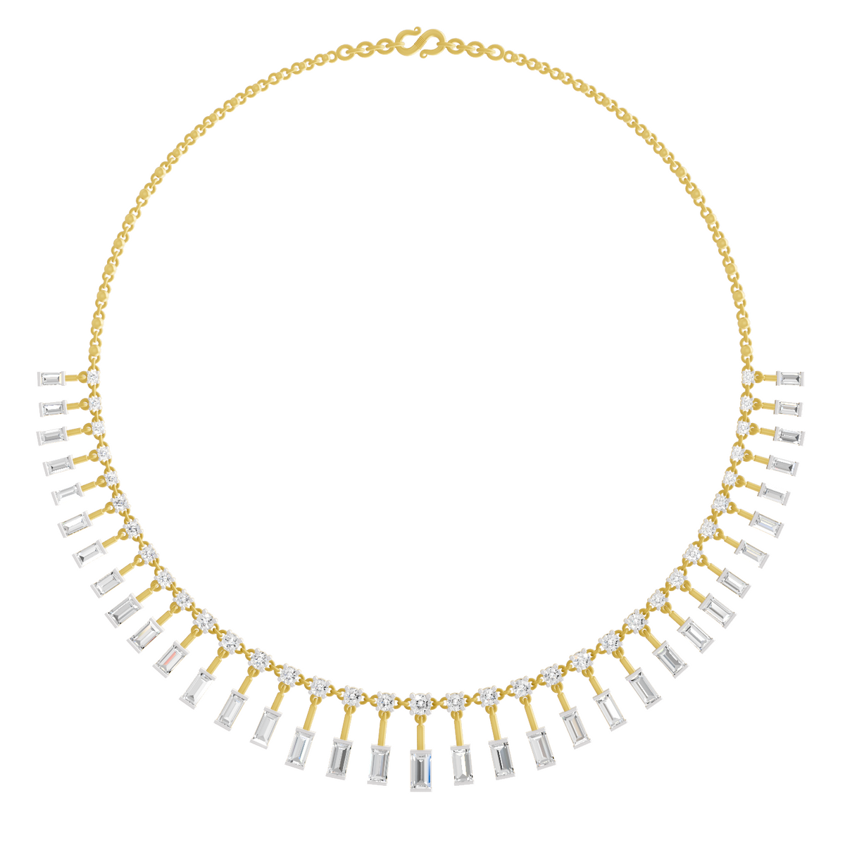 9.63 Carat 14K Gold Aira Emerald Cascade Necklace