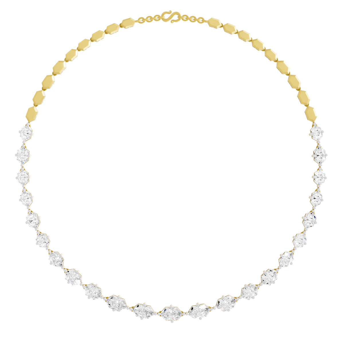 18.46 Carat 14K Gold Aura Bloom Hexa Necklace