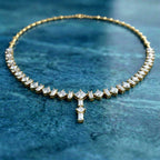 Lab Grown Diamond 28.31 Carat Princess-Cut Diamond Linear Necklace 14KY