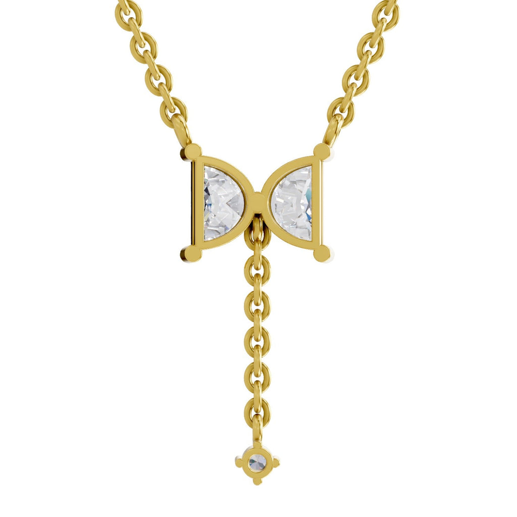 0.76 Carat Halfmoon Shape Celeste Drop Diamond Pendant Necklace 14K