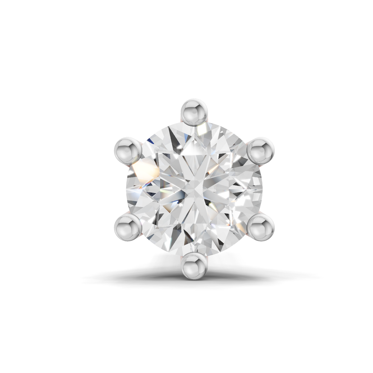 0.14 Carat Solitaire Six Prong Diamond Nose Pin 14K