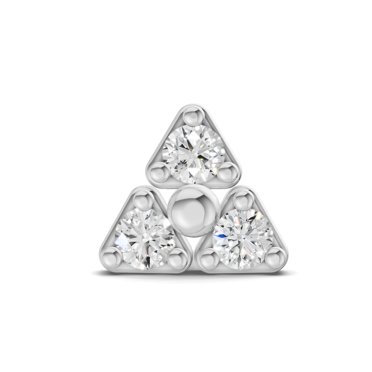 0.08 Carat Trinity Bloom Diamond Nose Pin 14K